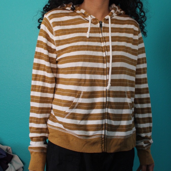 yellow striped zip up hoodie - Picture 1 of 8